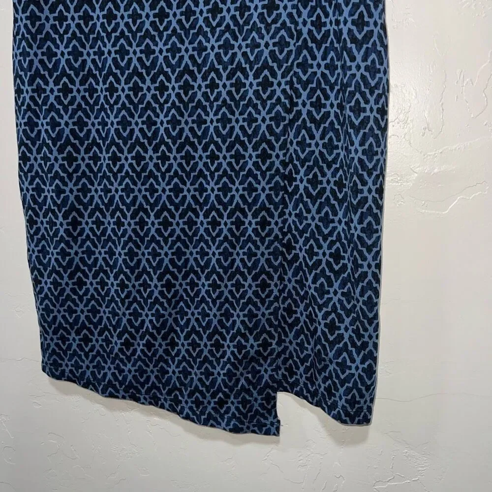Athleta Seaside Foldover Faux Wrap Skirt Navy Geo Print Size Small Navy Blue